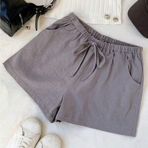 Casual Gray Linen Shorts